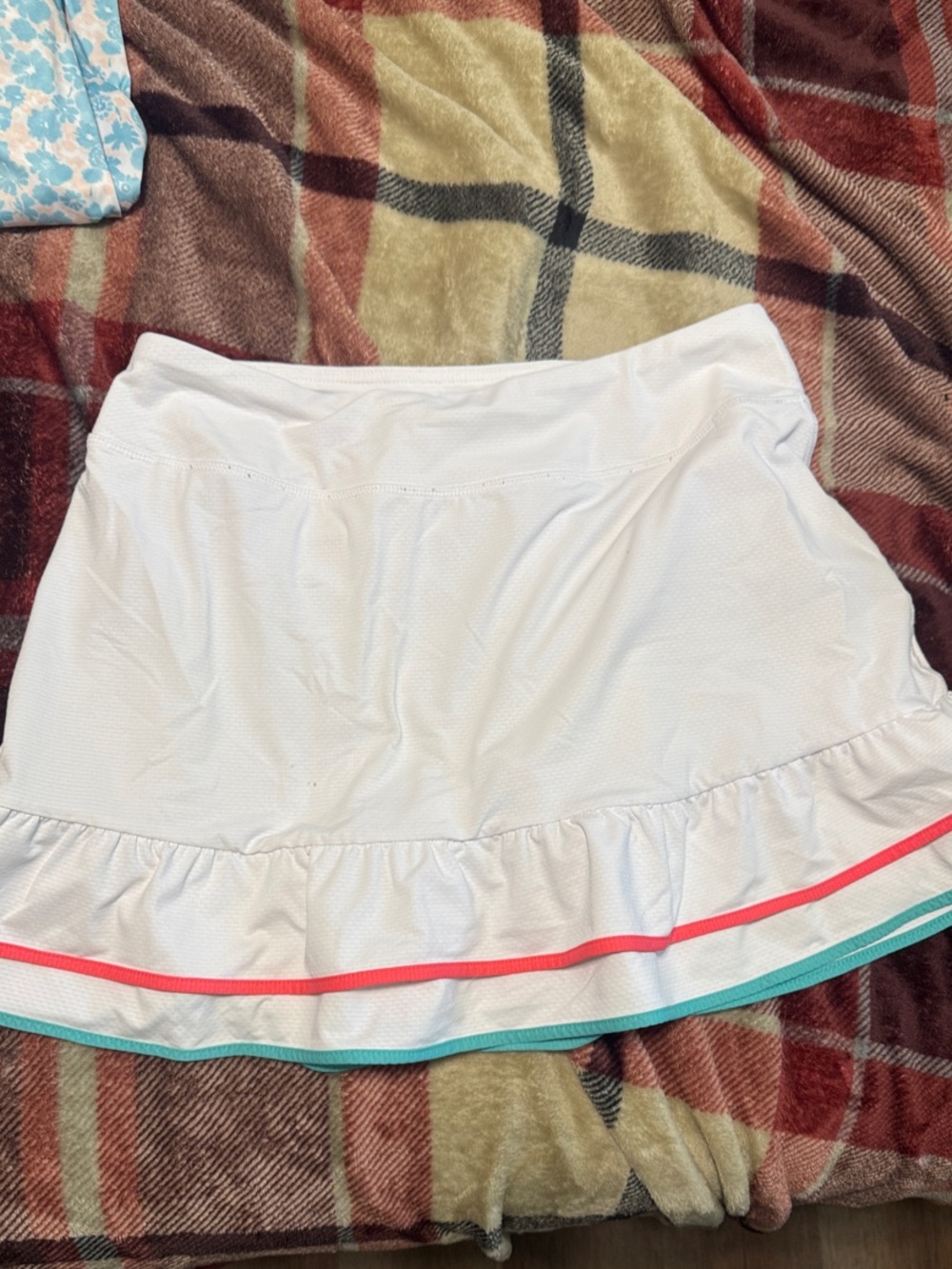 Gottex White Mini Skirt with Pink and Teal Trim